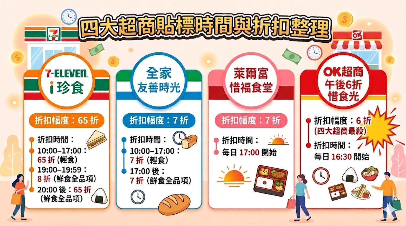 i珍食、友善時光、惜福食堂、午後6折惜食光貼標折扣時間